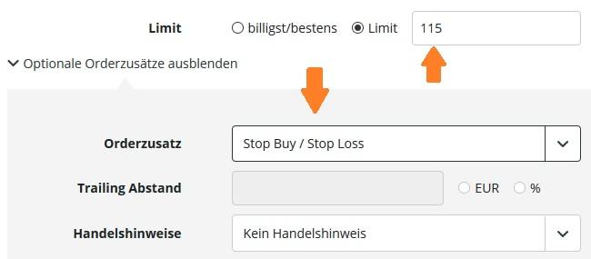 Beispiel Stopp Loss Order