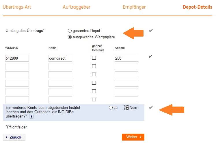 Welche Aktien übertragen?