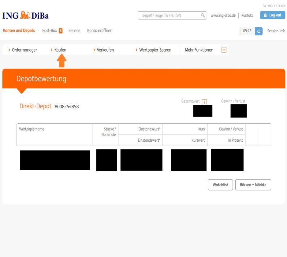 ING DiBa Depotuebersicht