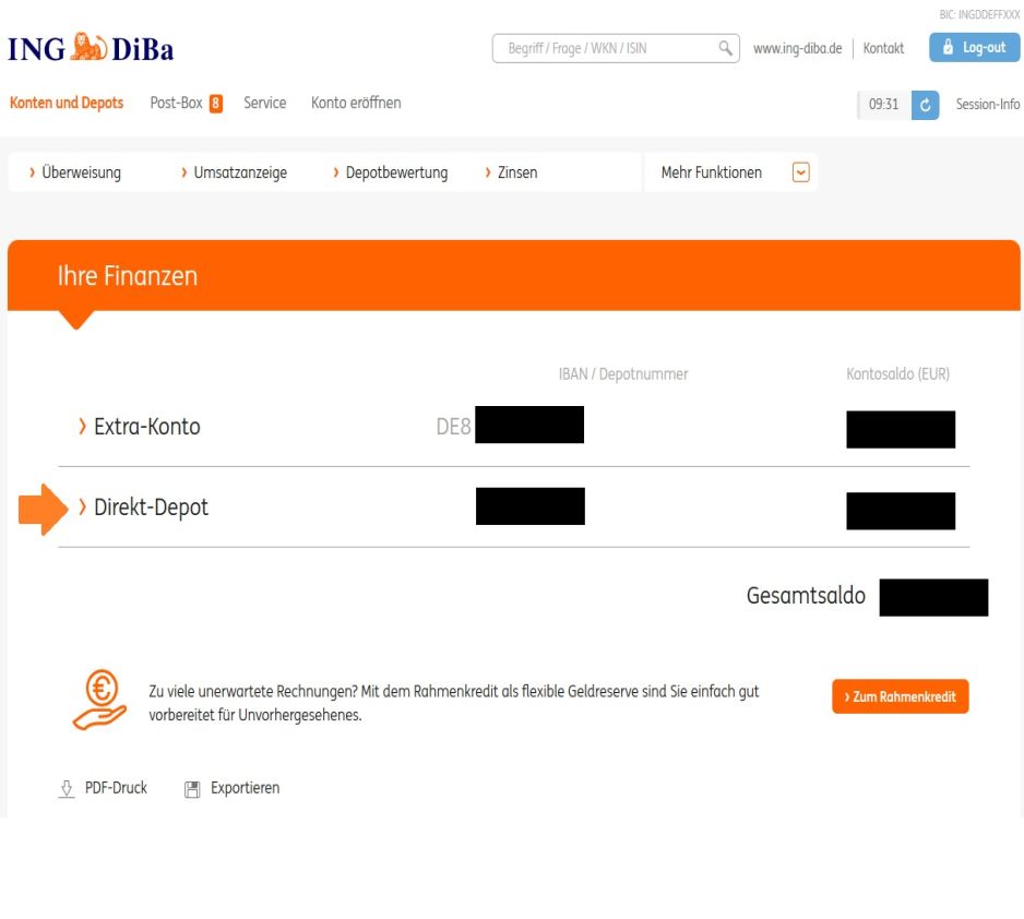 ING DiBa Finanzuebersicht