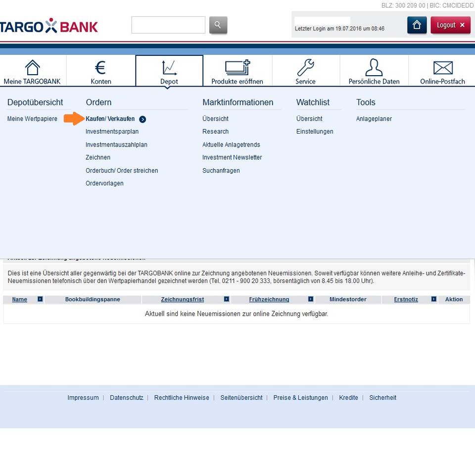 Targobank Wertpapiere kaufen / verkaufen