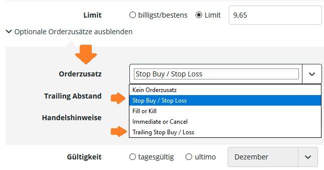 comdirect Stop Order