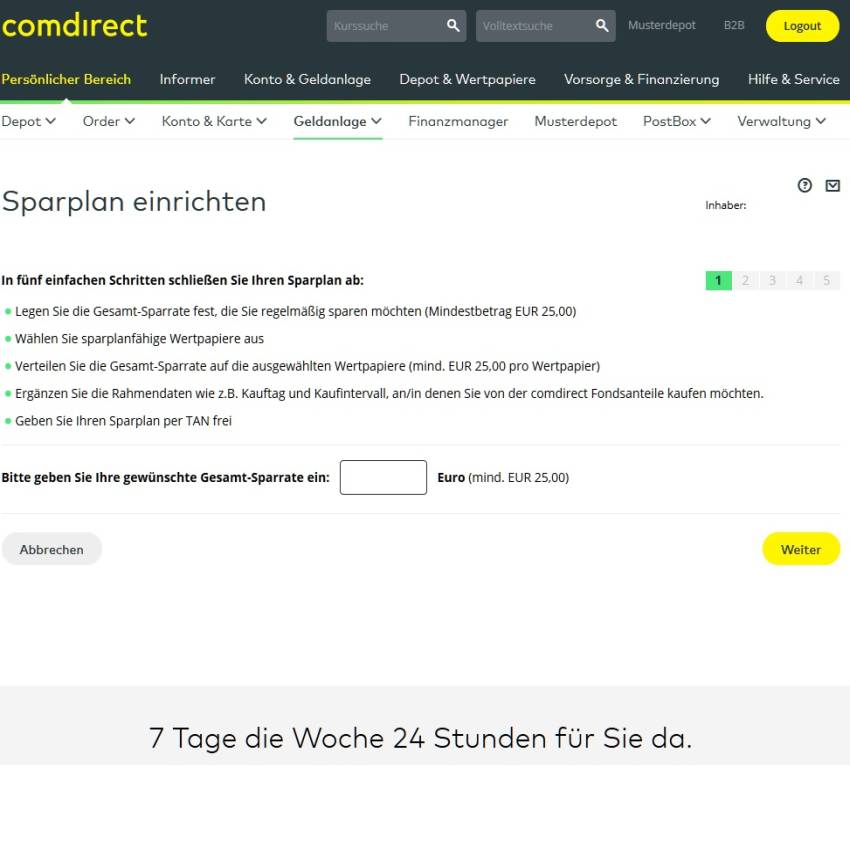 Comdirect Sparplan einrichten