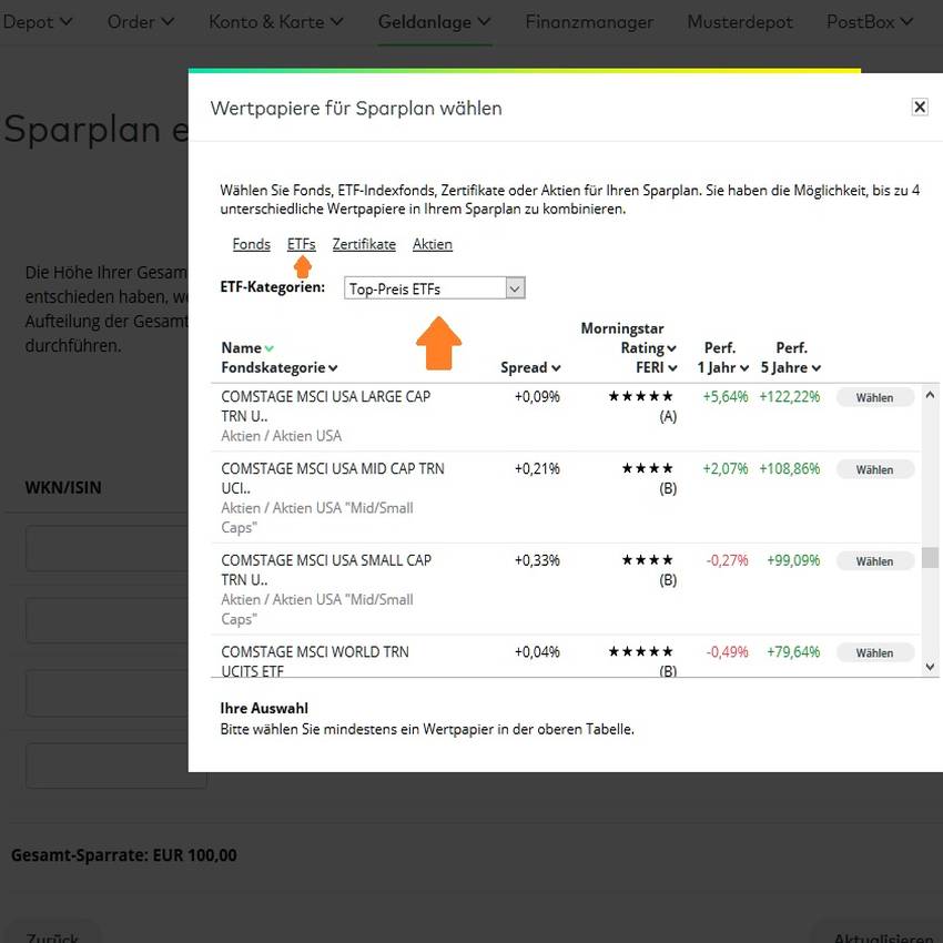 ETF Sparpläne ohne Kaufgebühren