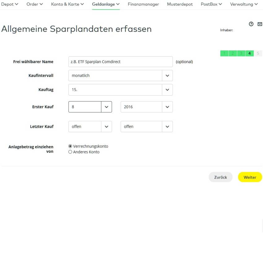 Sparplan Ausführungsdetails