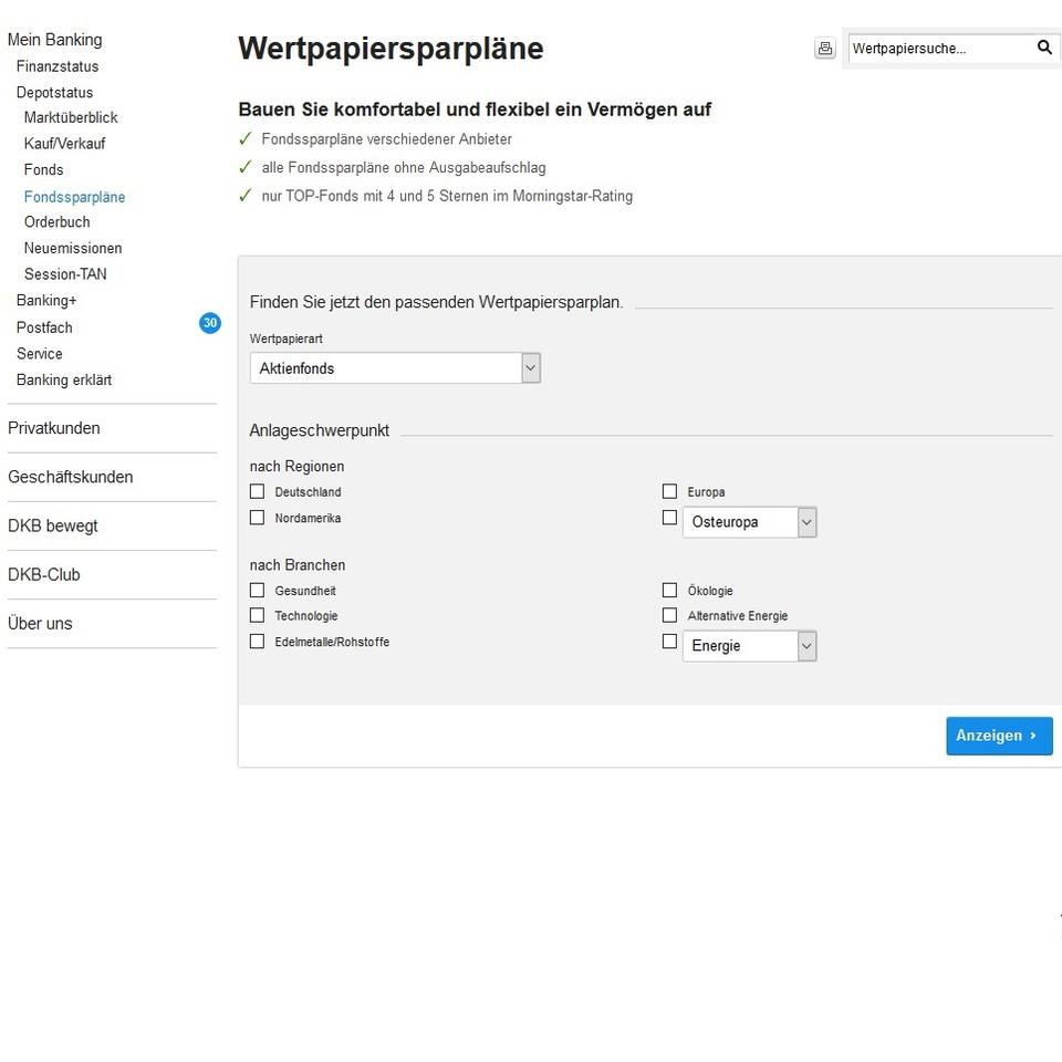Wertpapiersparpläne suchen